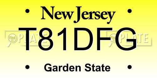T81DFG New Jersey License Plate