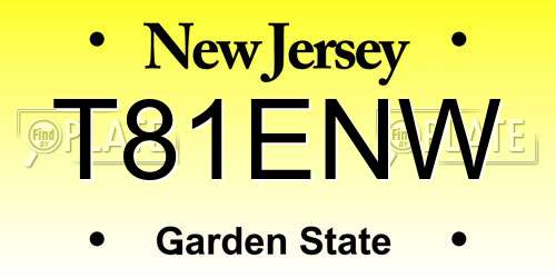 T81ENW New Jersey License Plate