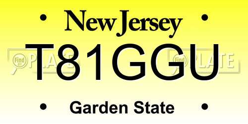 T81GGU New Jersey License Plate