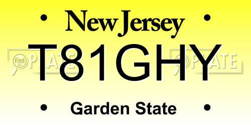 T81GHY New Jersey License Plate
