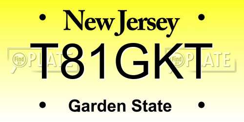 T81GKT New Jersey License Plate