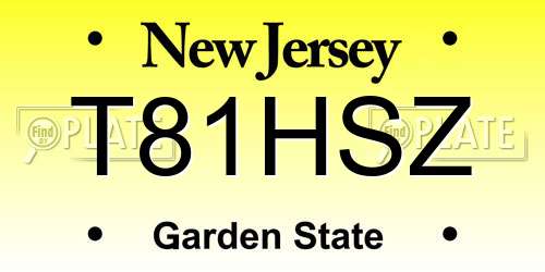 T81HSZ New Jersey License Plate