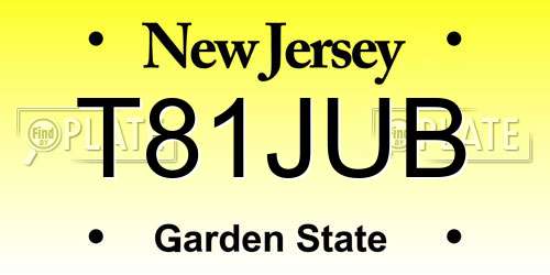 T81JUB New Jersey License Plate