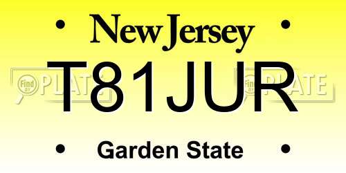 T81JUR New Jersey License Plate