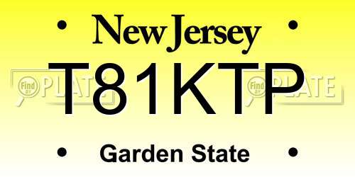 T81KTP New Jersey License Plate