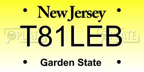 T81LEB New Jersey License Plate