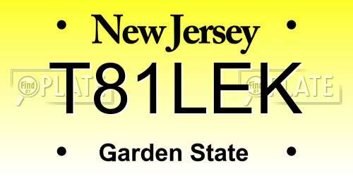T81LEK New Jersey License Plate