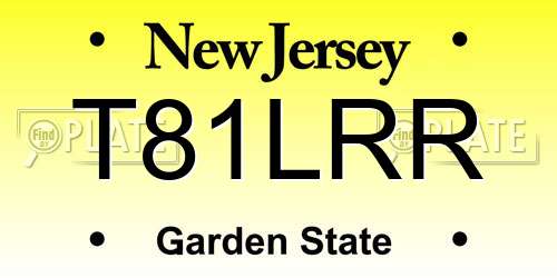 T81LRR New Jersey License Plate