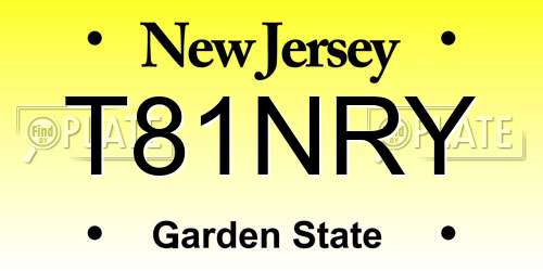 T81NRY New Jersey License Plate