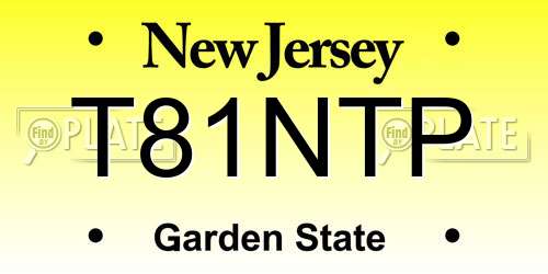T81NTP New Jersey License Plate