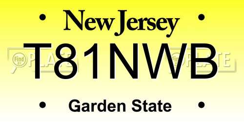 T81NWB New Jersey License Plate