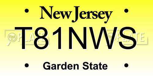 T81NWS New Jersey License Plate