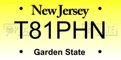 T81PHN New Jersey License Plate