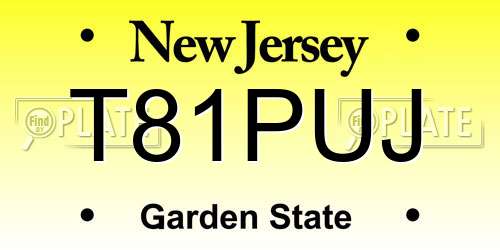 T81PUJ New Jersey License Plate