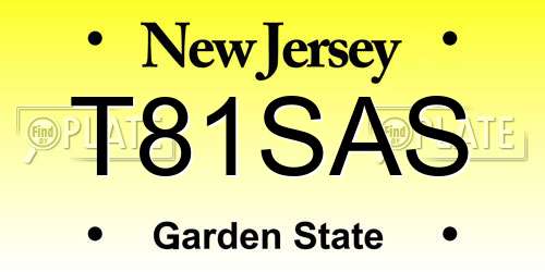 T81SAS New Jersey License Plate