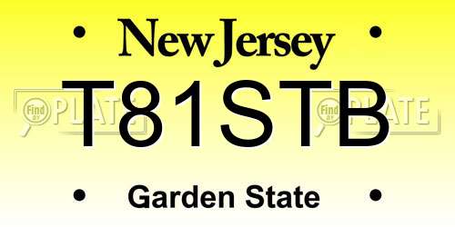T81STB New Jersey License Plate