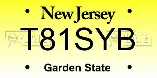 T81SYB New Jersey License Plate