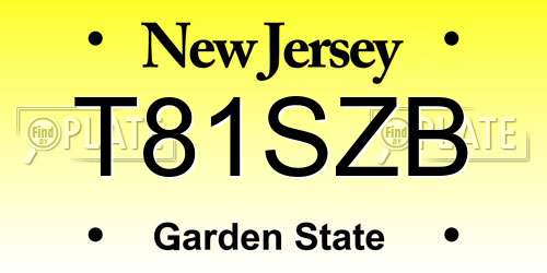 T81SZB New Jersey License Plate