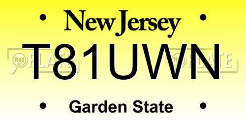 T81UWN New Jersey License Plate