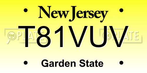 T81VUV New Jersey License Plate
