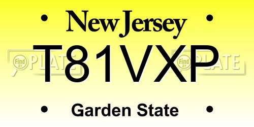 T81VXP New Jersey License Plate