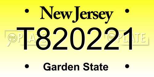 T820221 New Jersey License Plate