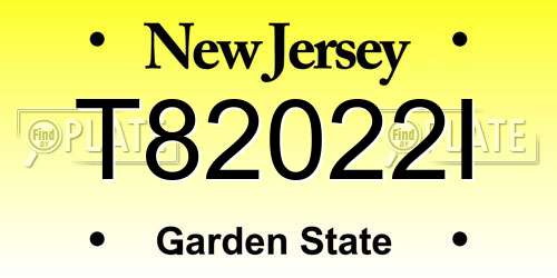 T82022I New Jersey License Plate