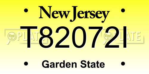 T82072I New Jersey License Plate