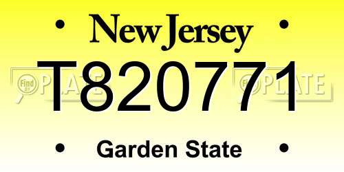 T820771 New Jersey License Plate