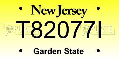 T82077I New Jersey License Plate