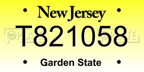 T821058 New Jersey License Plate