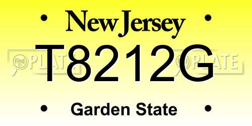 T8212G New Jersey License Plate