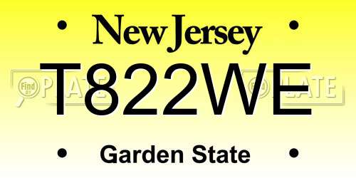 T822WE New Jersey License Plate