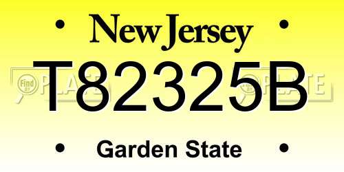 T82325B New Jersey License Plate