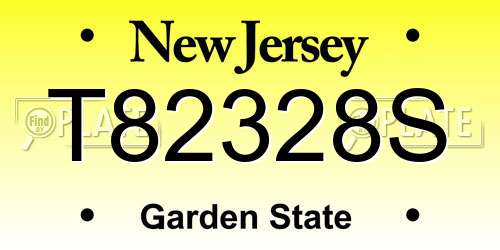 T82328S New Jersey License Plate