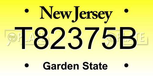T82375B New Jersey License Plate