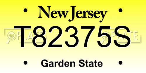 T82375S New Jersey License Plate