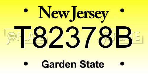 T82378B New Jersey License Plate