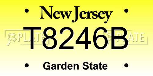T8246B New Jersey License Plate