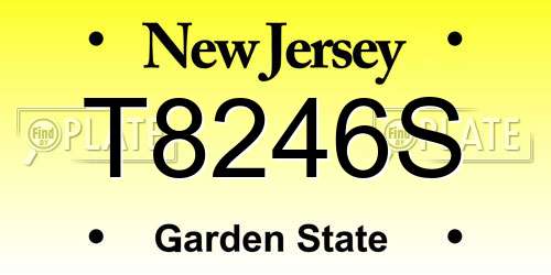 T8246S New Jersey License Plate