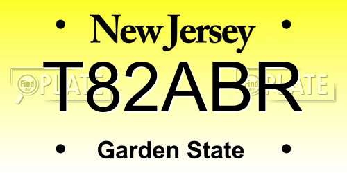T82ABR New Jersey License Plate