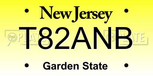 T82ANB New Jersey License Plate