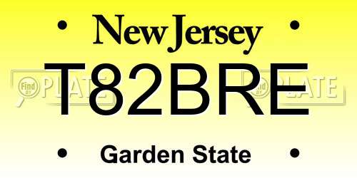 T82BRE New Jersey License Plate