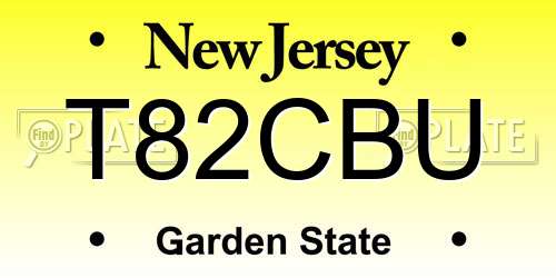 T82CBU New Jersey License Plate