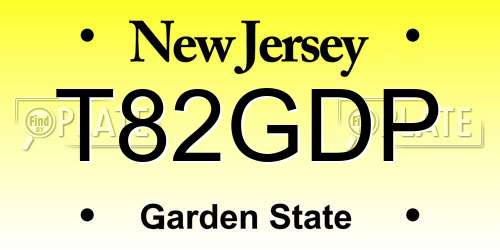 T82GDP New Jersey License Plate
