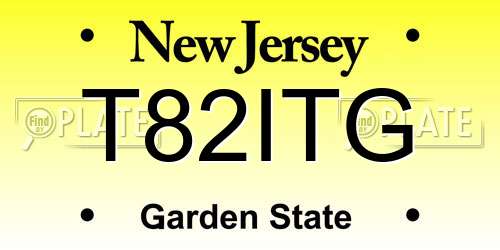 T82ITG New Jersey License Plate