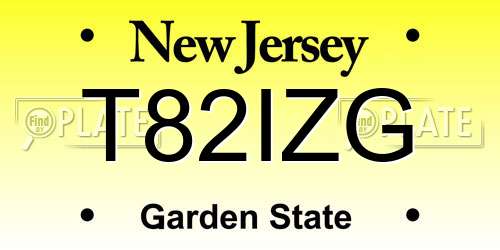 T82IZG New Jersey License Plate