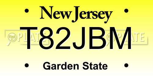 T82JBM New Jersey License Plate