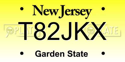 T82JKX New Jersey License Plate