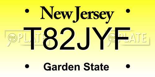 T82JYF New Jersey License Plate